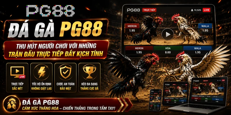 Đá gà PG88 thu hút người chơi với những trận đấu trực tiếp đầy kịch tính